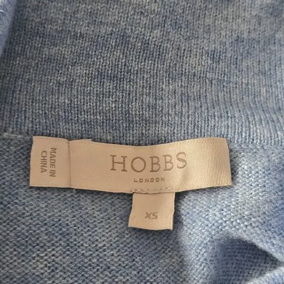 Hobbs London Merino Wool Cashmere Funnel Neck Sweater Blue XS Soft Cozy Winter - Picture 7 of 10